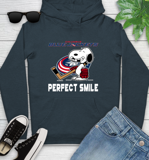 NHL Columbus Blue Jackets Snoopy Perfect Smile The Peanuts Movie Hockey T Shirt Youth Hoodie 10