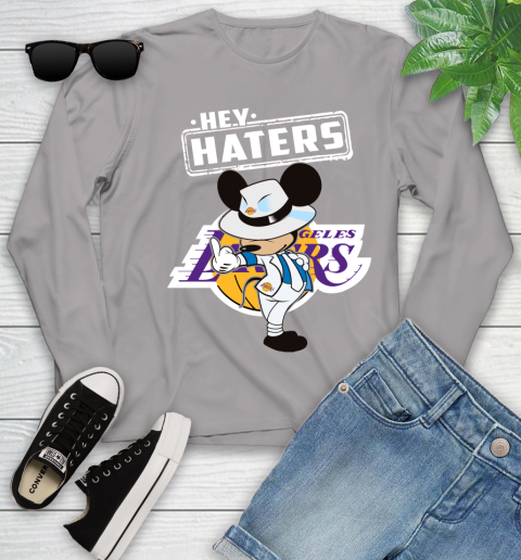 NBA Hey Haters Mickey Basketball Sports Los Angeles Lakers Youth Long Sleeve 5