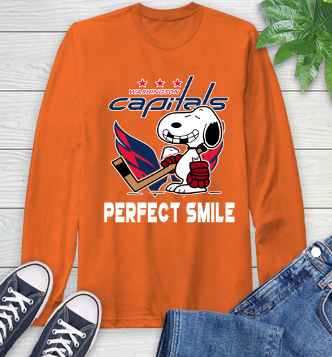 NHL Washington Capitals Snoopy Perfect Smile The Peanuts Movie Hockey T Shirt Long Sleeve T-Shirt 4