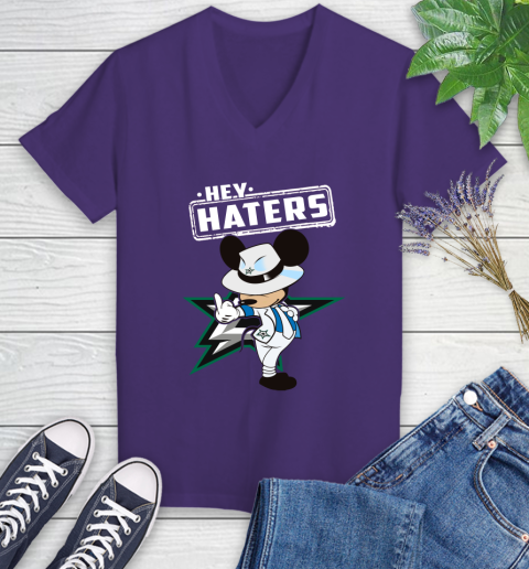 NHL Hey Haters Mickey Hockey Sports Dallas Stars Women's V-Neck T-Shirt 3
