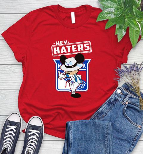 NHL Hey Haters Mickey Hockey Sports New York Rangers Women's T-Shirt 13
