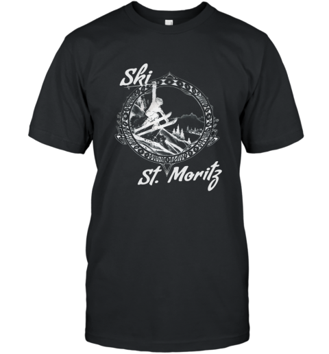 Ski St. Moritz Tshirt Vintage Swiss Snow Ski T Shirt T-Shirt