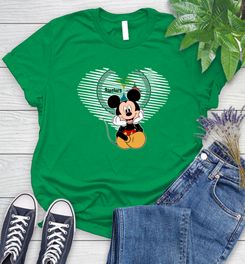 NFL Pittsburgh Steelers The Heart Mickey Mouse Disney Football T Shirt_000 Women's T-Shirt 9