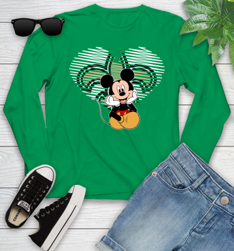 NFL New Orleans Saints The Heart Mickey Mouse Disney Football T Shirt_000 Youth Long Sleeve 7
