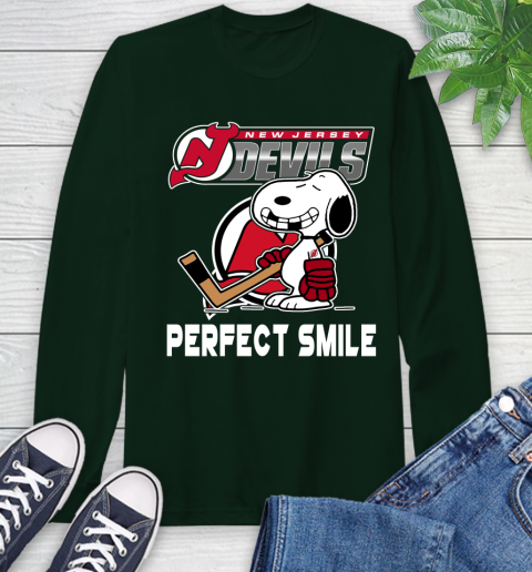 NHL New Jersey Devils Snoopy Perfect Smile The Peanuts Movie Hockey T Shirt Long Sleeve T-Shirt 7