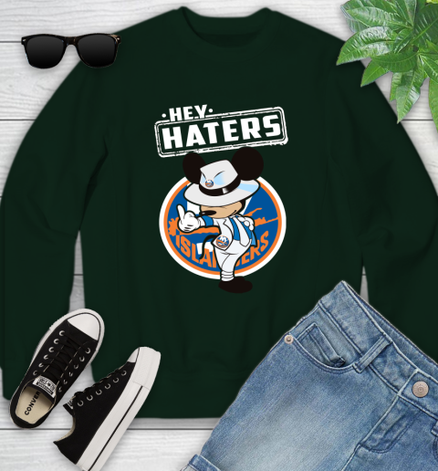 NHL Hey Haters Mickey Hockey Sports New York Islanders Youth Sweatshirt 9