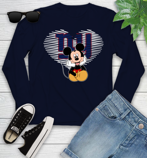 NFL New York Giants The Heart Mickey Mouse Disney Football T Shirt_000 Youth Long Sleeve 2