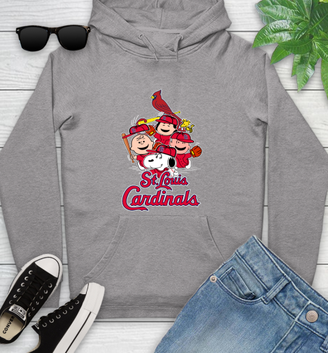 MLB St.Louis Cardinals Snoopy Charlie Brown Woodstock The Peanuts Movie Baseball T Shirt_000 Youth Hoodie 6