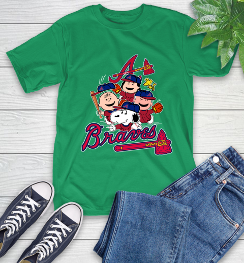 MLB Atlanta Braves Snoopy Charlie Brown Woodstock The Peanuts Movie Baseball T Shirt T-Shirt 7