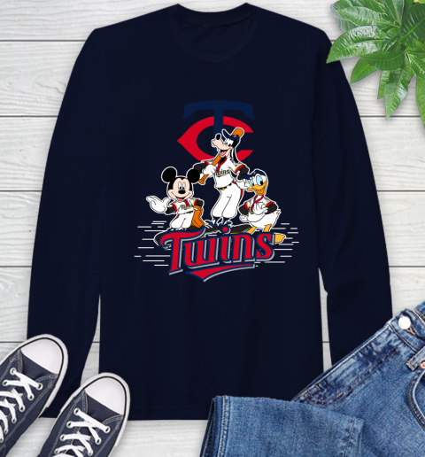 MLB Minnesota Twins Mickey Mouse Donald Duck Goofy Baseball T Shirt Long Sleeve T-Shirt 3