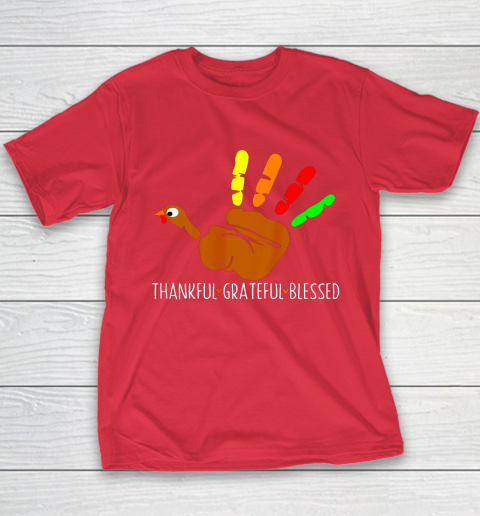 Thanksgiving Shirt Turkey Hand Print Funny Thanksgiving Day Youth T-Shirt 8