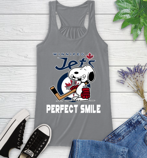 NHL Winnipeg Jets Snoopy Perfect Smile The Peanuts Movie Hockey T Shirt Racerback Tank 4