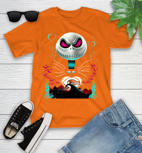 MLB Cincinnati Reds Jack Skellington Sally The Nightmare Before Christmas Baseball Youth T-Shirt 9