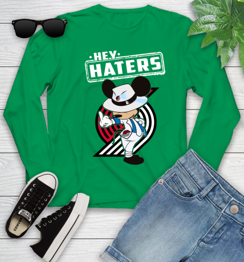 NBA Hey Haters Mickey Basketball Sports Portland Trail Blazers Youth Long Sleeve 7