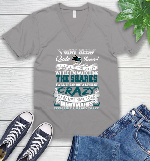 San Jose Sharks NHL Hockey Don't Mess With Me While I'm Watching My Team V-Neck T-Shirt 3