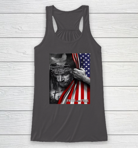 Faith Over Fear God Jesus Christian Flag 4th Of July Racerback Tank 6