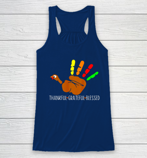 Thanksgiving Shirt Turkey Hand Print Funny Thanksgiving Day Racerback Tank 4