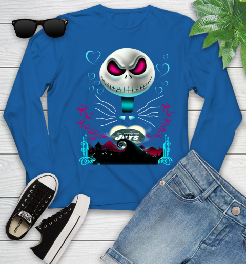 NFL New York Jets Jack Skellington Sally The Nightmare Before Christmas Football Youth Long Sleeve 10