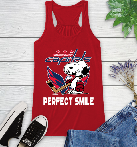 NHL Washington Capitals Snoopy Perfect Smile The Peanuts Movie Hockey T Shirt Racerback Tank 5