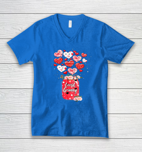 Buffalo Plaid Hearts Loved Grammy Valentine Day V-Neck T-Shirt 4