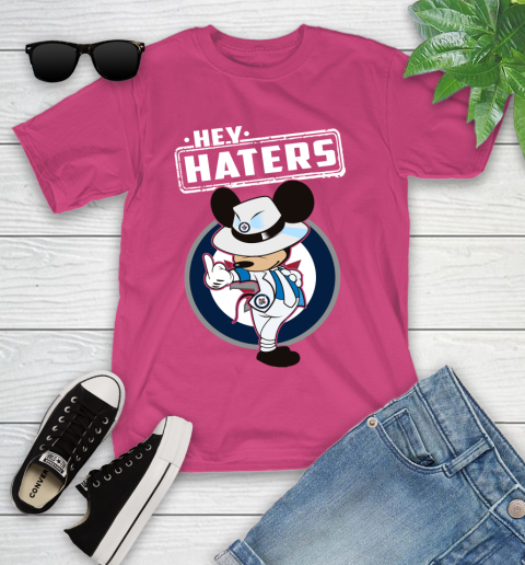 NHL Hey Haters Mickey Hockey Sports Winnipeg Jets Youth T-Shirt 11