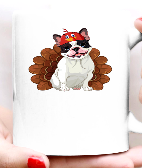 Funny Turkey Bulldog Thanksgiving Dog Turkey Costume Ceramic Mug 11oz