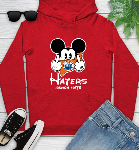 NHL Edmonton Oilers Haters Gonna Hate Mickey Mouse Disney Hockey T Shirt Youth Hoodie 12