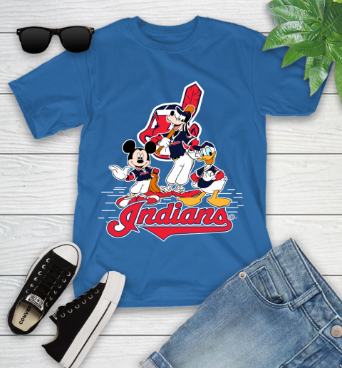 MLB Cleveland Indians Mickey Mouse Donald Duck Goofy Baseball T Shirt Youth T-Shirt 12