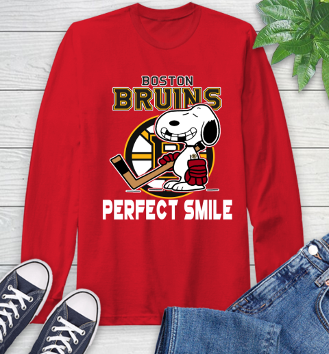 NHL Boston Bruins Snoopy Perfect Smile The Peanuts Movie Hockey T Shirt Long Sleeve T-Shirt 11