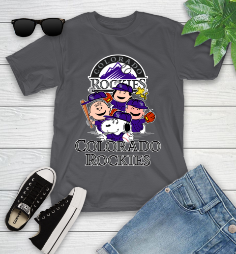 MLB Colorado Rockies Snoopy Charlie Brown Woodstock The Peanuts Movie Baseball T Shirt_000 Youth T-Shirt 6