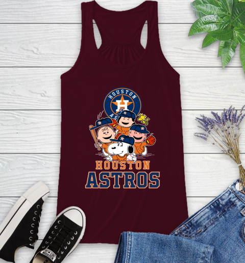 MLB Houston Astros Snoopy Charlie Brown Woodstock The Peanuts Movie Baseball T Shirt Racerback Tank 2