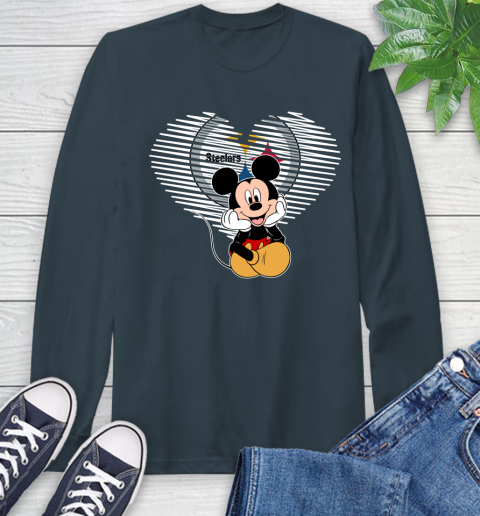 NFL Pittsburgh Steelers The Heart Mickey Mouse Disney Football T Shirt_000 Long Sleeve T-Shirt 9