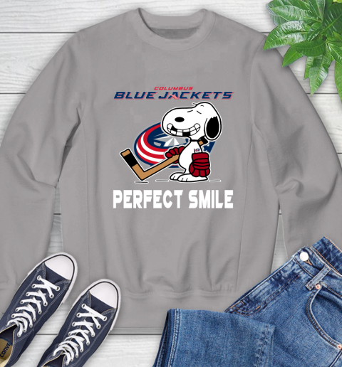NHL Columbus Blue Jackets Snoopy Perfect Smile The Peanuts Movie Hockey T Shirt Sweatshirt 5