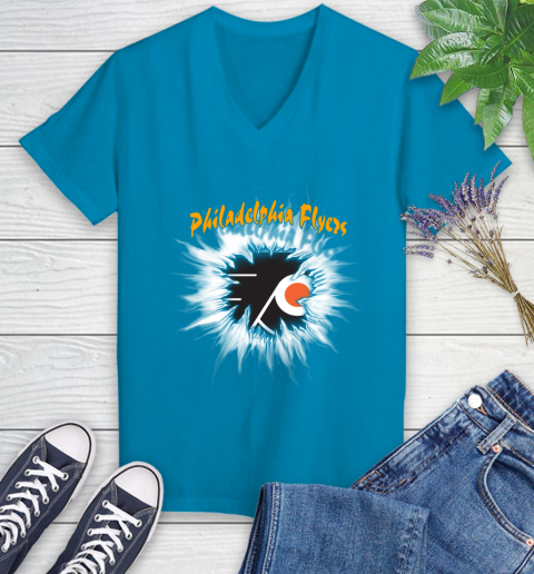 Philadelphia Flyers NHL Hockey Adoring Fan Rip Sports Women's V-Neck T-Shirt 7