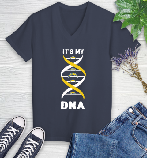 Los Angeles Chargers NFL Football It's My DNA Sports Women's V-Neck T-Shirt 12