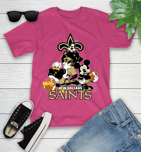 NFL New Orleans Saints Mickey Mouse Donald Duck Goofy Football Shirt Youth T-Shirt 11