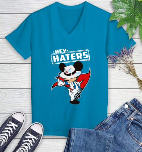 NFL Hey Haters Mickey Football Sports Tampa Bay Buccaneers Women's V-Neck T-Shirt 7