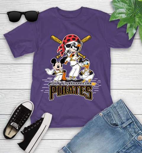 MLB Pittsburgh Pirates Mickey Mouse Donald Duck Goofy Baseball T Shirt Youth T-Shirt 3