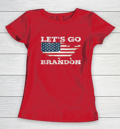 Let's Go Brandon Joe Biden Chant Impeach Biden USA Flag FJB Women's T-Shirt 7