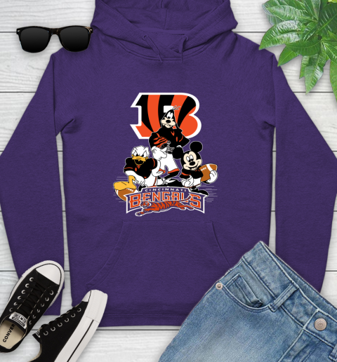 NFL Cincinnati Bengals Mickey Mouse Donald Duck Goofy Football Shirt Youth Hoodie 5