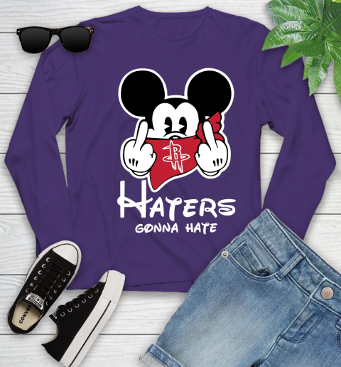 NBA Houston Rockets Haters Gonna Hate Mickey Mouse Disney Basketball T Shirt Youth Long Sleeve 4