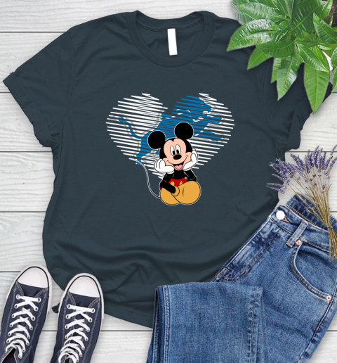 NFL Detroit Lions The Heart Mickey Mouse Disney Football T Shirt_000 Women's T-Shirt 11