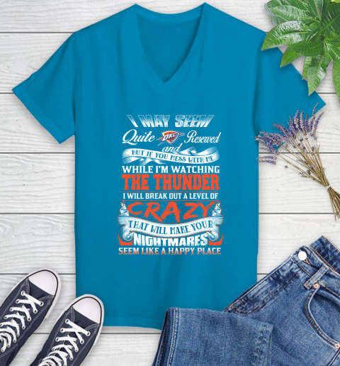 Oklahoma City Thunder NBA Basketball Don't Mess With Me While I'm Watching My Team Women's V-Neck T-Shirt 7