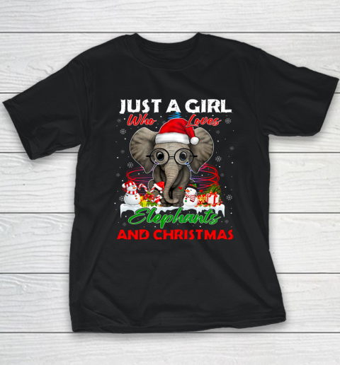 Just A Girl Who Loves Hippie Elephant Christmas Pajama Youth T-Shirt