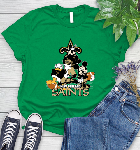 NFL New Orleans Saints Mickey Mouse Donald Duck Goofy Football Shirt Women's T-Shirt 9