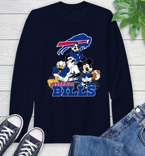 NFL Buffalo Bills Mickey Mouse Donald Duck Goofy Football Shirt Long Sleeve T-Shirt 3