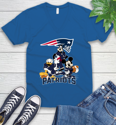 NFL New England Patriots Mickey Mouse Donald Duck Goofy Football Shirt V-Neck T-Shirt 5