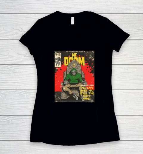 MF Doom Shirt  ALL CAPS MF COMIC Women's V-Neck T-Shirt