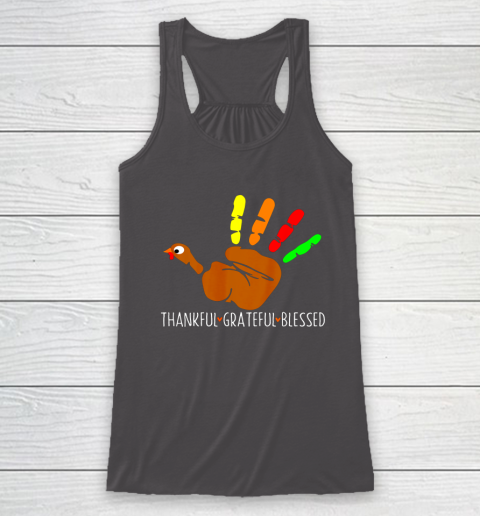 Thanksgiving Shirt Turkey Hand Print Funny Thanksgiving Day Racerback Tank 7