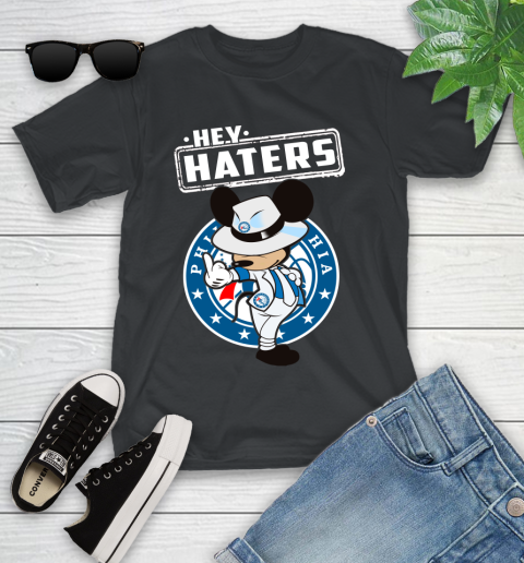 NBA Hey Haters Mickey Basketball Sports Philadelphia 76ers Youth T-Shirt